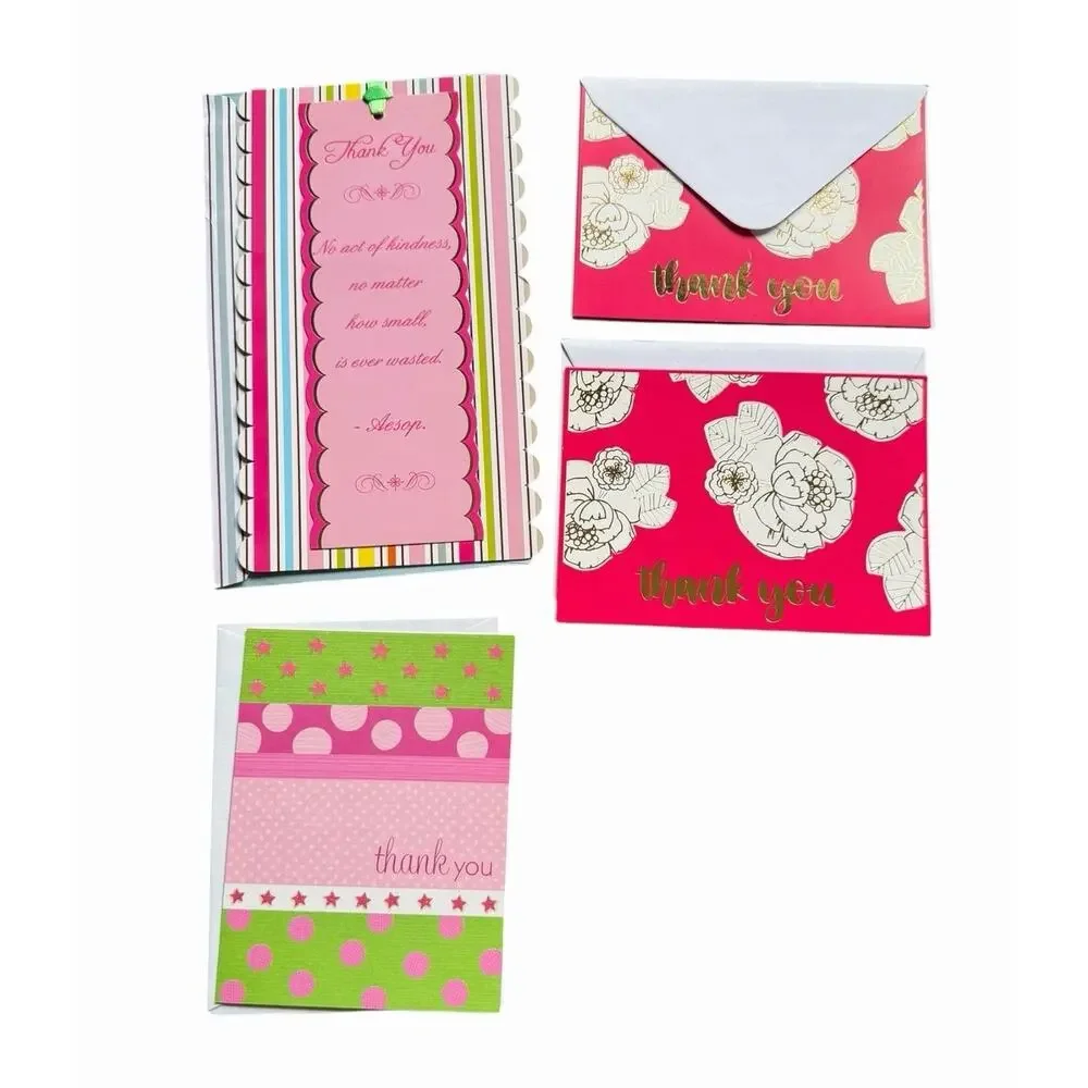 Thank You Card Bundle Snoopy Floral Modern Blank Greeting Cards Envelopes Lot